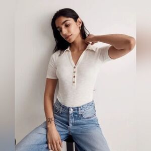 Madewell Off White Ribbed Bodysuit NWT